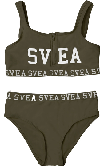 Svea Sporttiset Bikinit Vetoketjulla, Army Green, 110